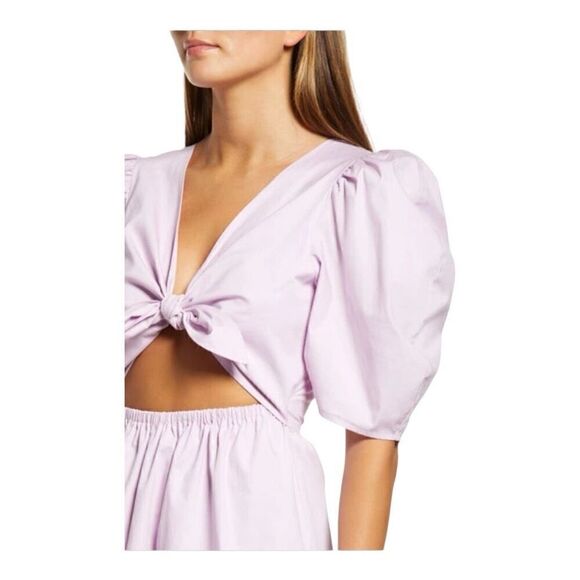 Wayf Peggy Cutout Lilac Puff Sleeve Midi Dress Size Small - Picture 4 of 9